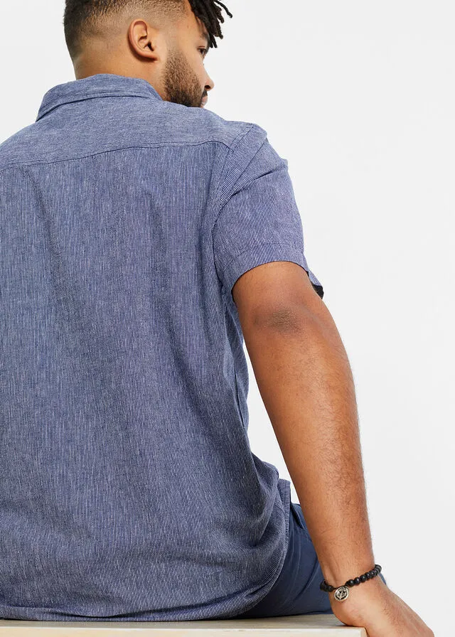 CAMISA DE MANGA CORTA AZULBLANCO DE RAYAS HORIZONTALES