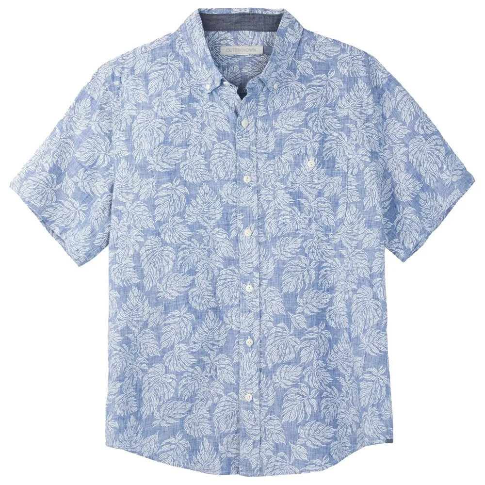 Camisa Outerknown Atlantic SS Linen Shirt Linen Leaves