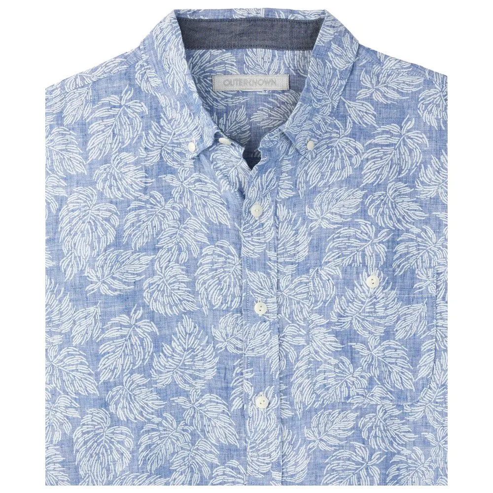 Camisa Outerknown Atlantic SS Linen Shirt Linen Leaves