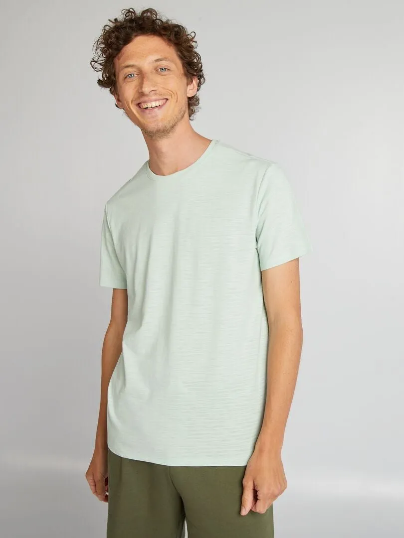 CAMISETA DE JACQUARD CON CUELLO REDONDO  AZUL