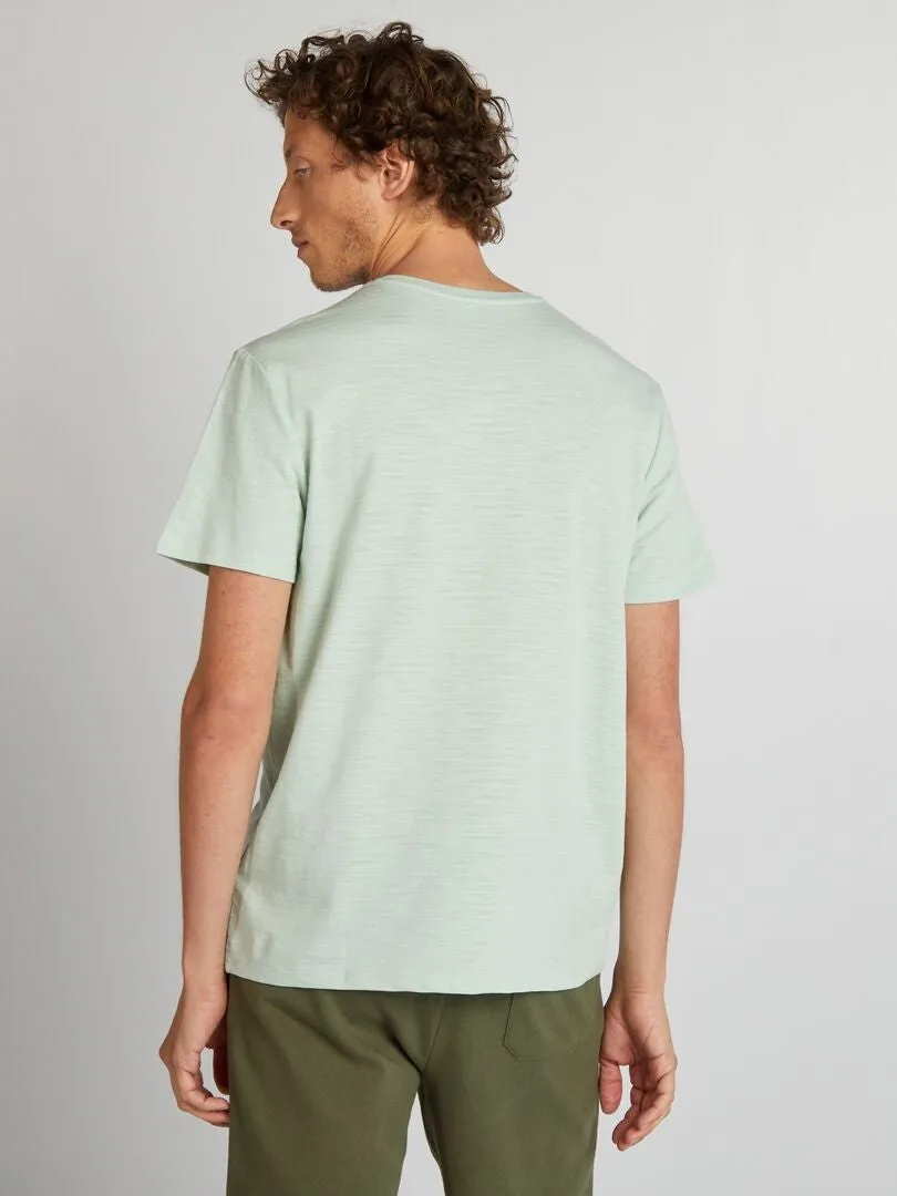 CAMISETA DE JACQUARD CON CUELLO REDONDO  AZUL