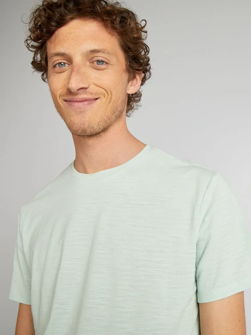 CAMISETA DE JACQUARD CON CUELLO REDONDO  AZUL