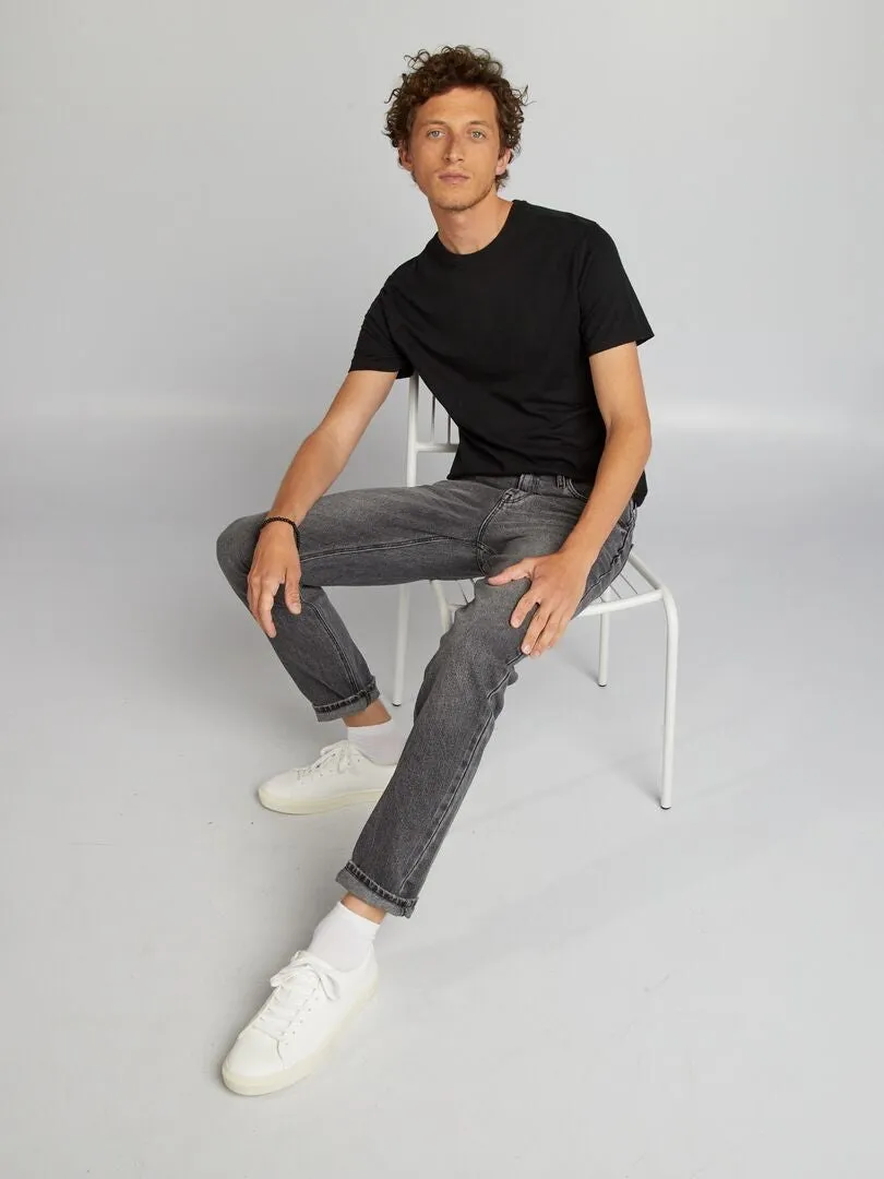 CAMISETA DE JACQUARD CON CUELLO REDONDO  NEGRO