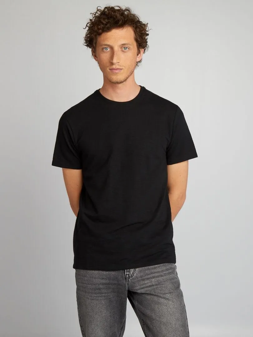 CAMISETA DE JACQUARD CON CUELLO REDONDO  NEGRO