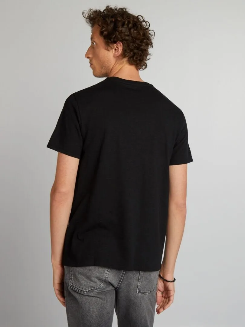 CAMISETA DE JACQUARD CON CUELLO REDONDO  NEGRO