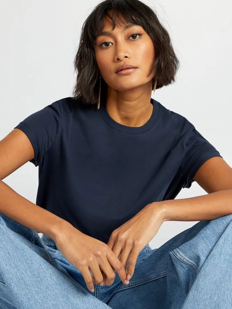 CAMISETA LISA DE PUNTO  AZUL