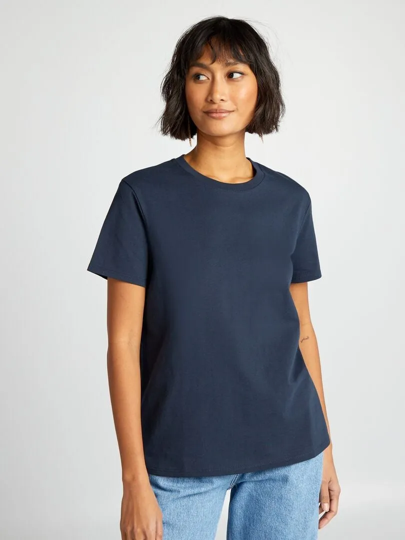 CAMISETA LISA DE PUNTO  AZUL