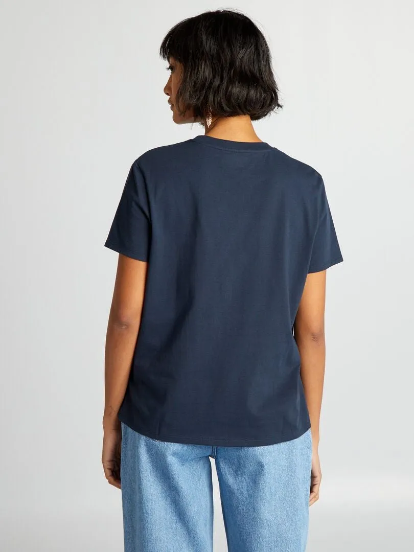 CAMISETA LISA DE PUNTO  AZUL