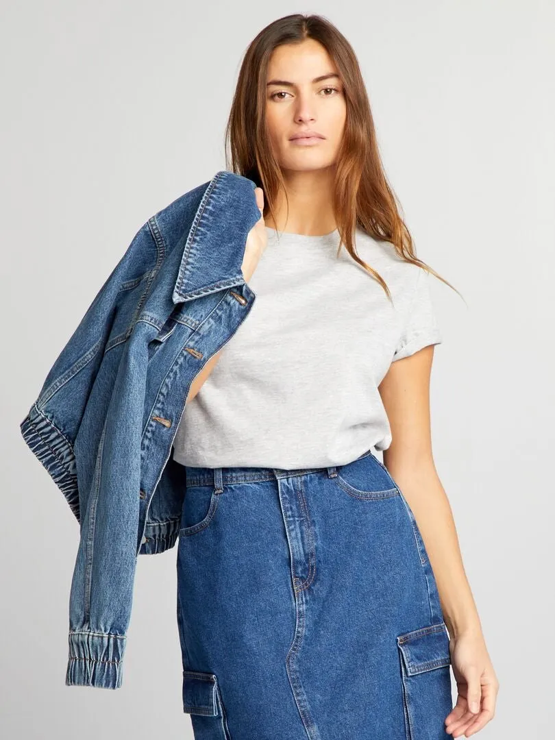 CAMISETA LISA DE PUNTO  GRIS
