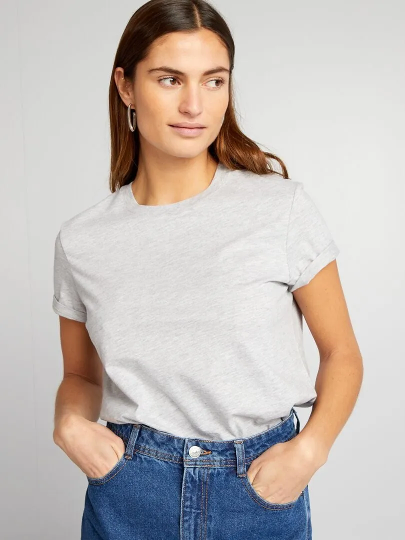 CAMISETA LISA DE PUNTO  GRIS