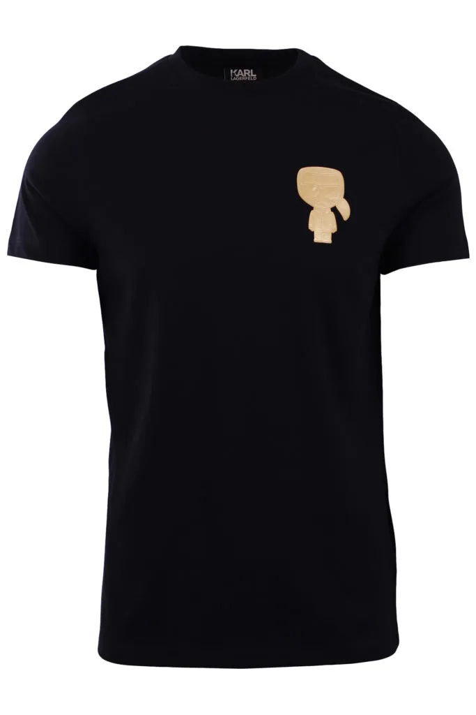 Camiseta negra con el perfil de Karl dorado
