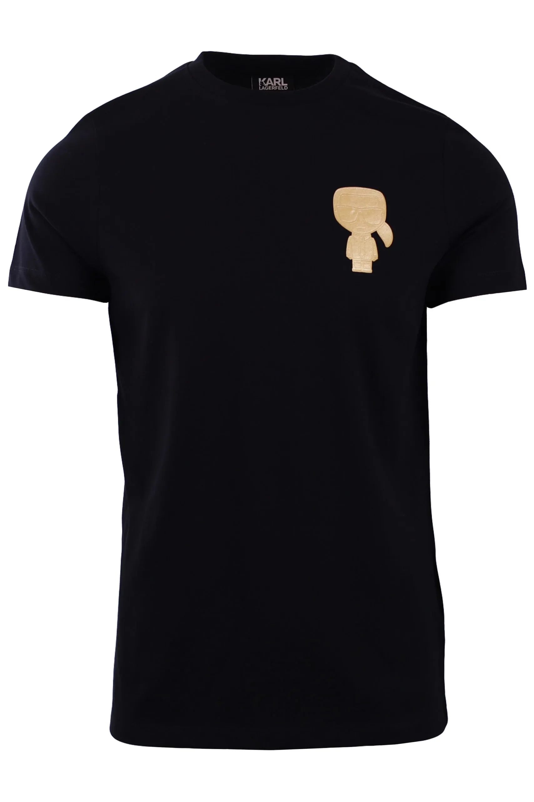 Camiseta negra con el perfil de Karl dorado