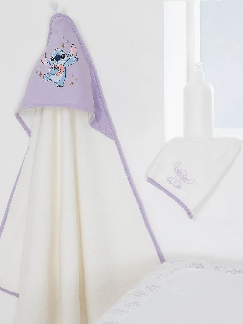 CAPA DE BAñO + MANOPLA 'STITCH'  PURPURA