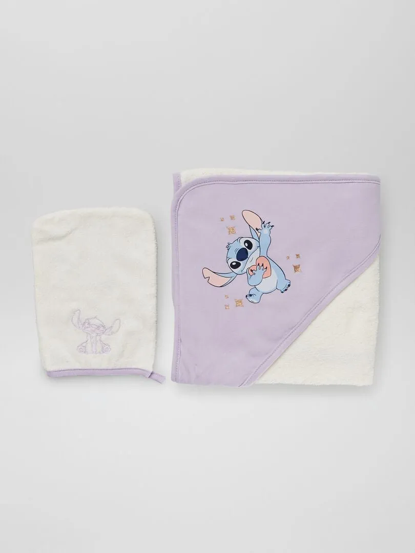 CAPA DE BAñO + MANOPLA 'STITCH'  PURPURA