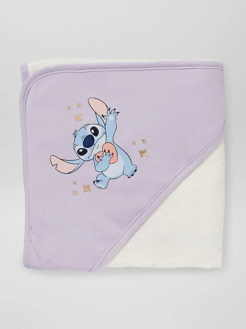 CAPA DE BAñO + MANOPLA 'STITCH'  PURPURA