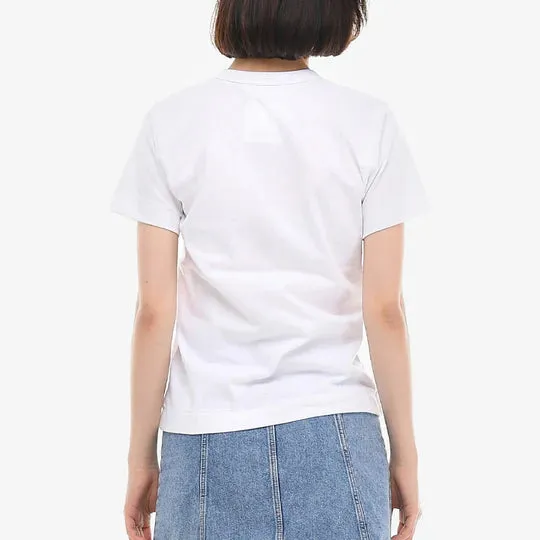 CDG PLAY Blue Eyes Black Heart Tee White