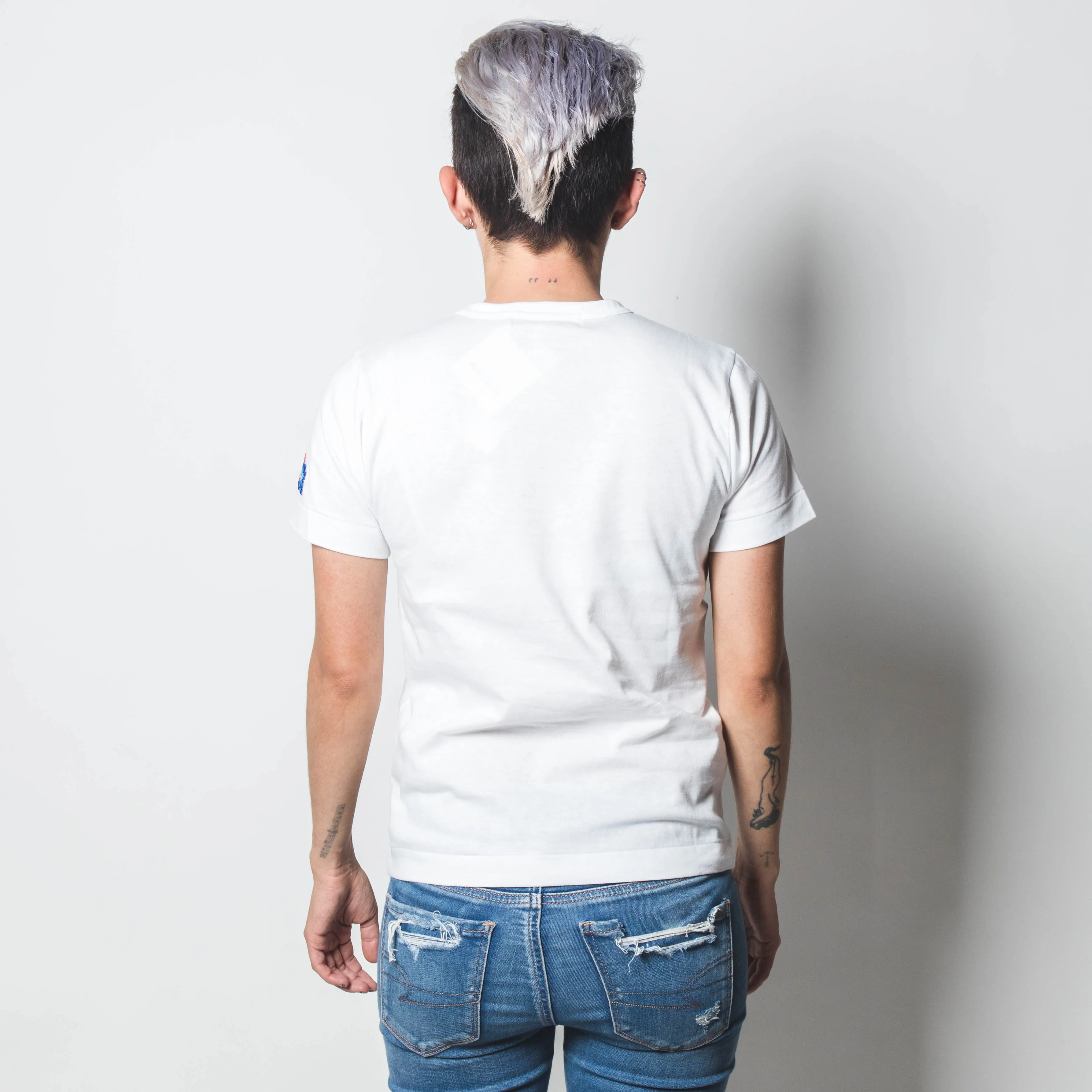 CDG PLAY DOUBLE HEART TSHIRT WHITE M