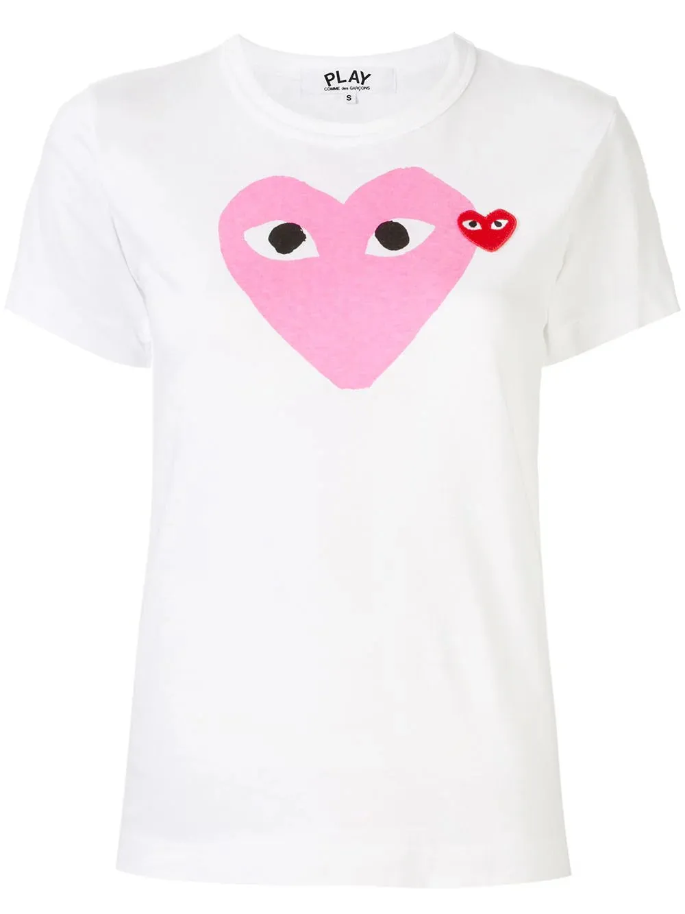 CDG PLAY Pink Heart Tee White