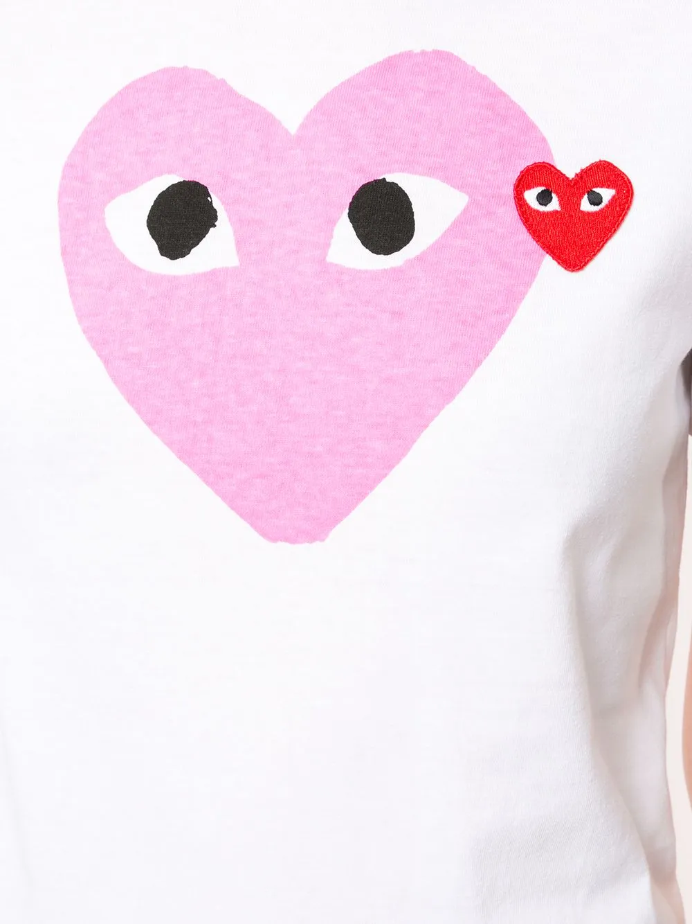 CDG PLAY Pink Heart Tee White