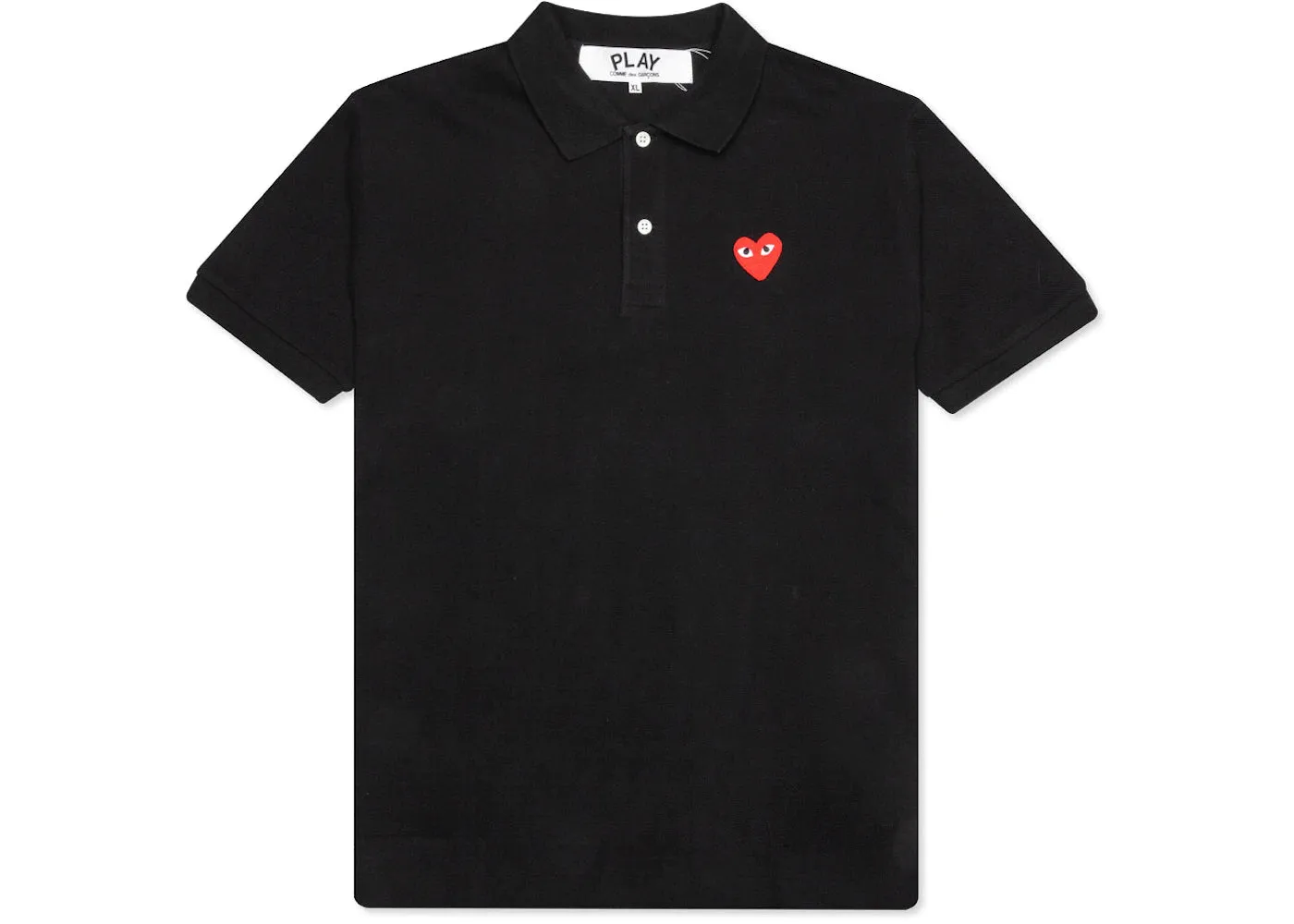CDG PLAY Red Heart Polo Shirt Black Mens
