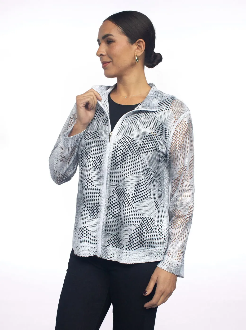 Chamarra plata con rayas Comfort