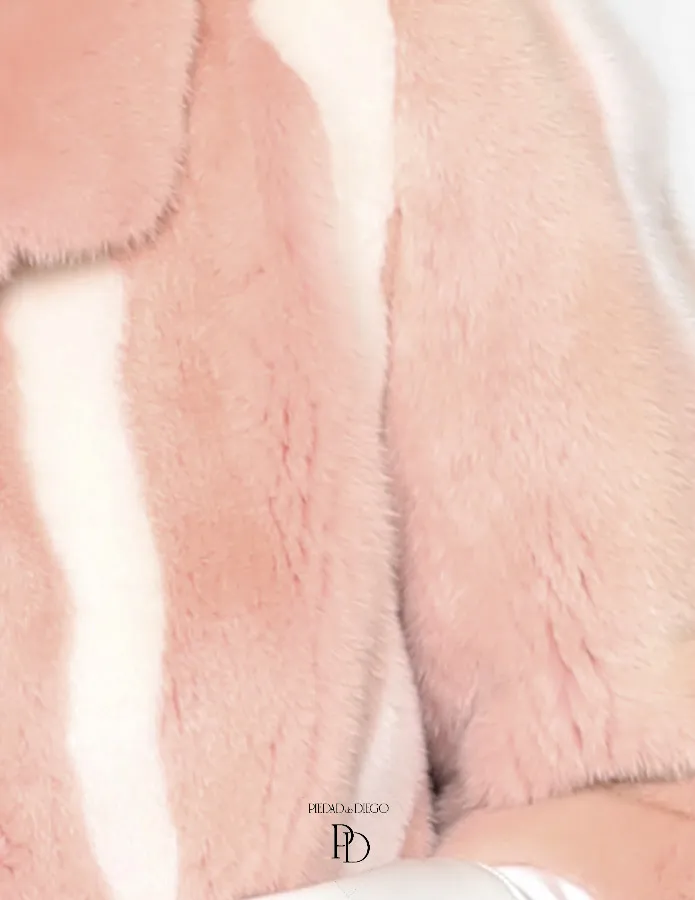 Chaqueta de visón en color rosa y blanco