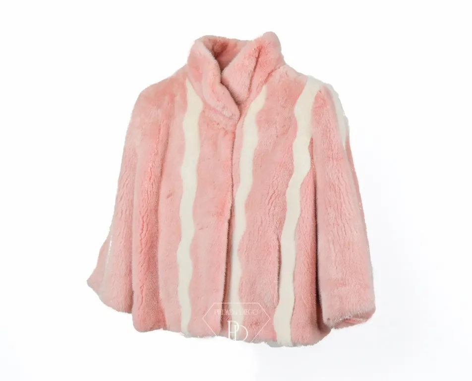 Chaqueta de visón en color rosa y blanco