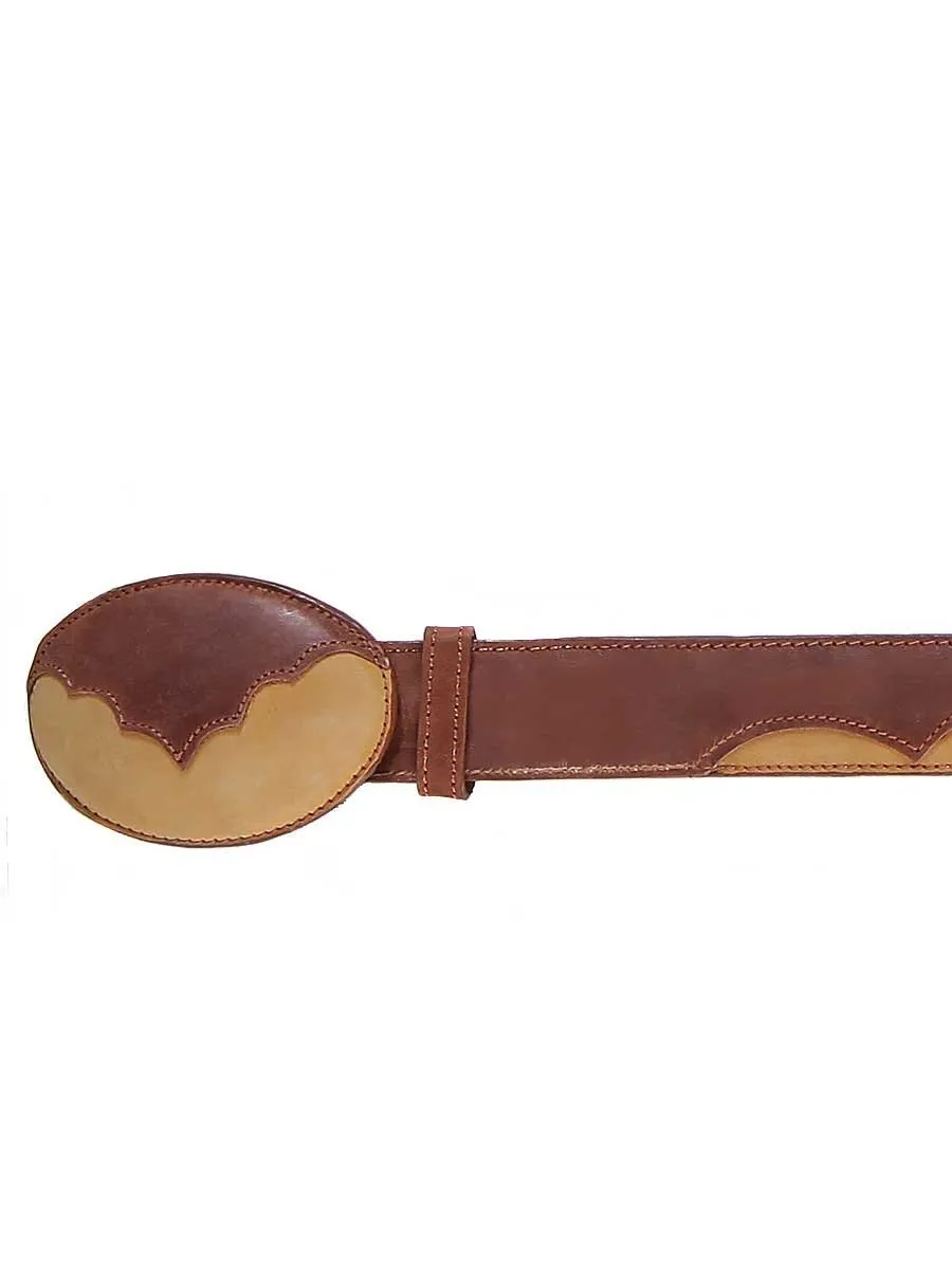 CINTO VAQUERO PIEL CRAZY PARA HOMBRE CON HEBILLA OVALADA, 1 1/2" ANCHO 'EL GENERAL' *MIEL27009*