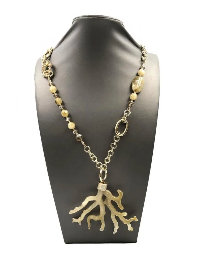 COLLARES DORADOS LARGOS CON CORAL ORIGINAL PARA LOOK DE DIA