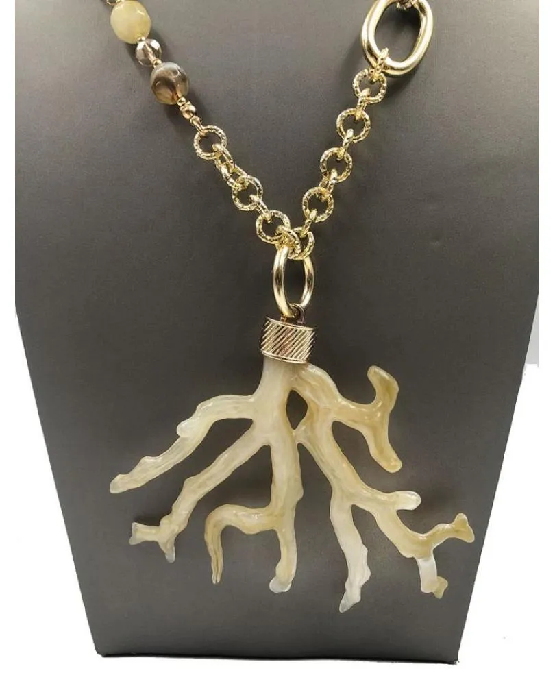 COLLARES DORADOS LARGOS CON CORAL ORIGINAL PARA LOOK DE DIA