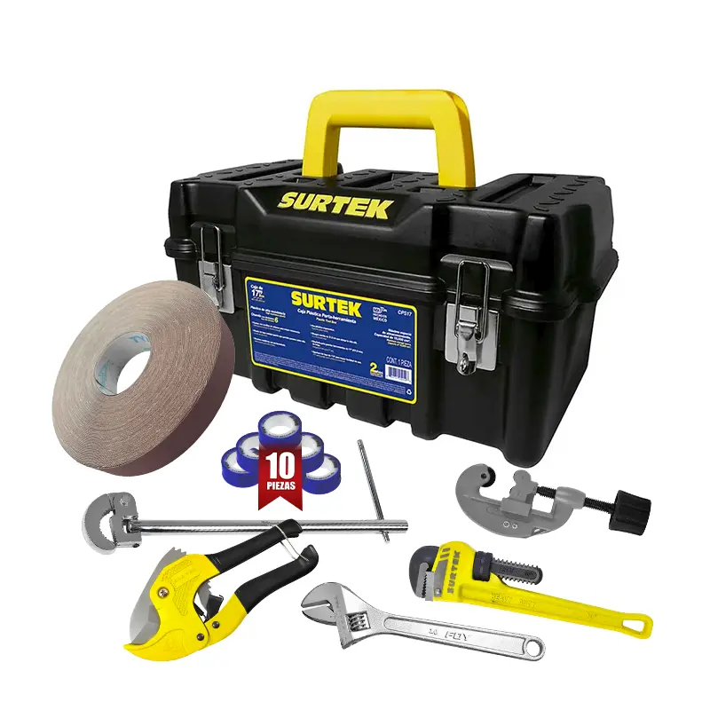 Combo Caja de Herramientas Manuales Plomería Surtek 17pzas