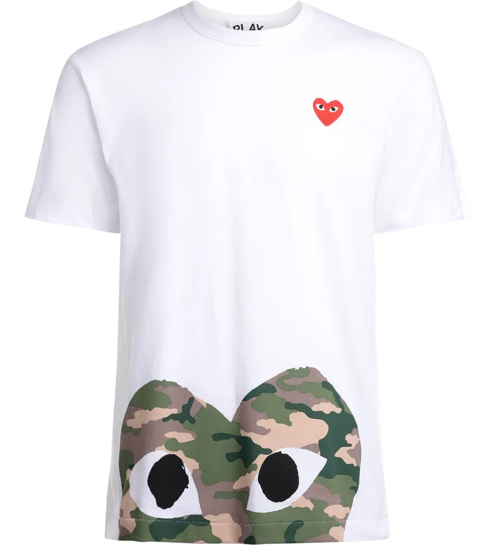 COMME DES GARCONS PLAY WOMEN CAMOUFLAGE HALFHEART TSHIRT WHITE J