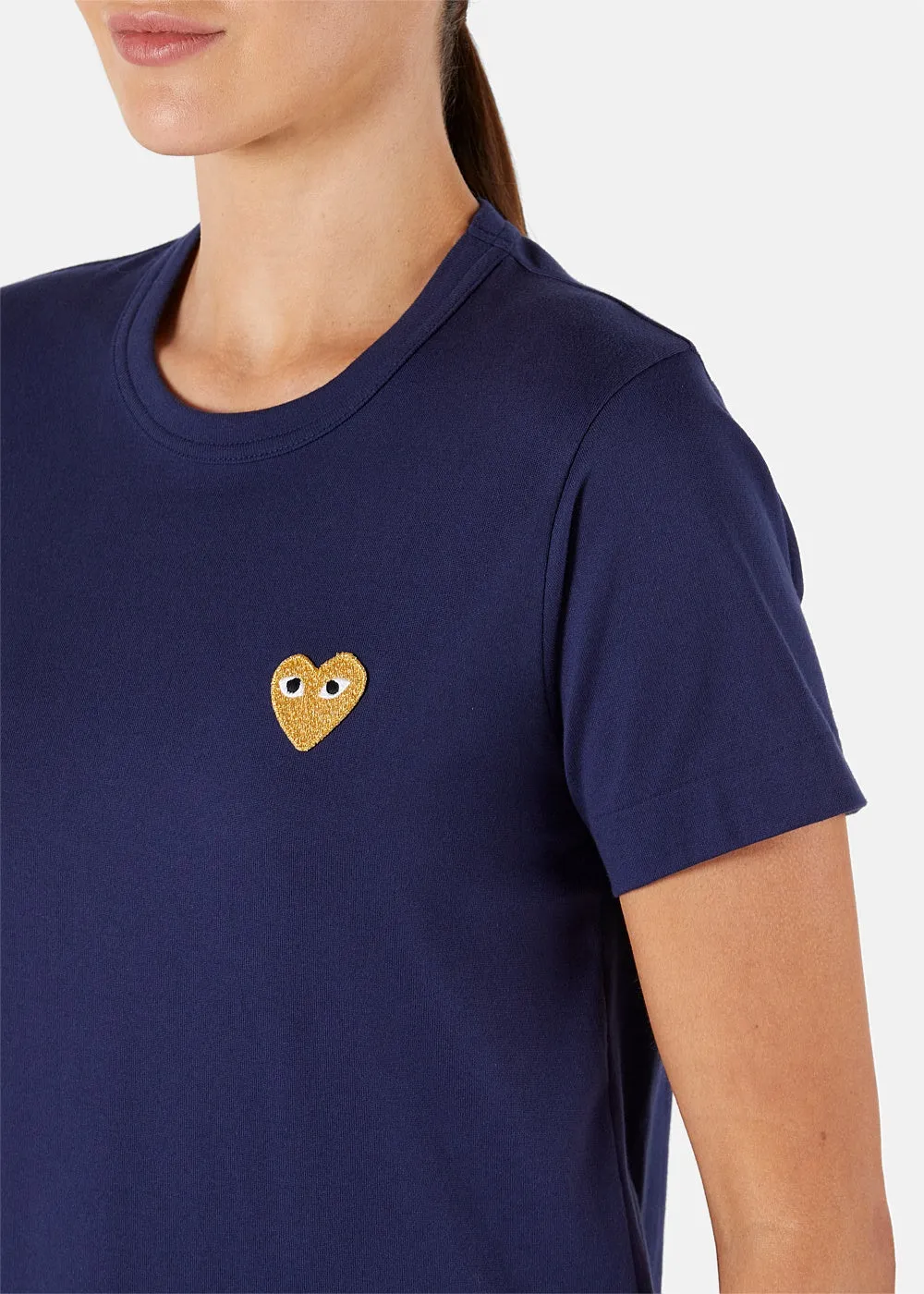 COMME DES GARCONS PLAY WOMEN GOLD HEART TSHIRT NAVY J