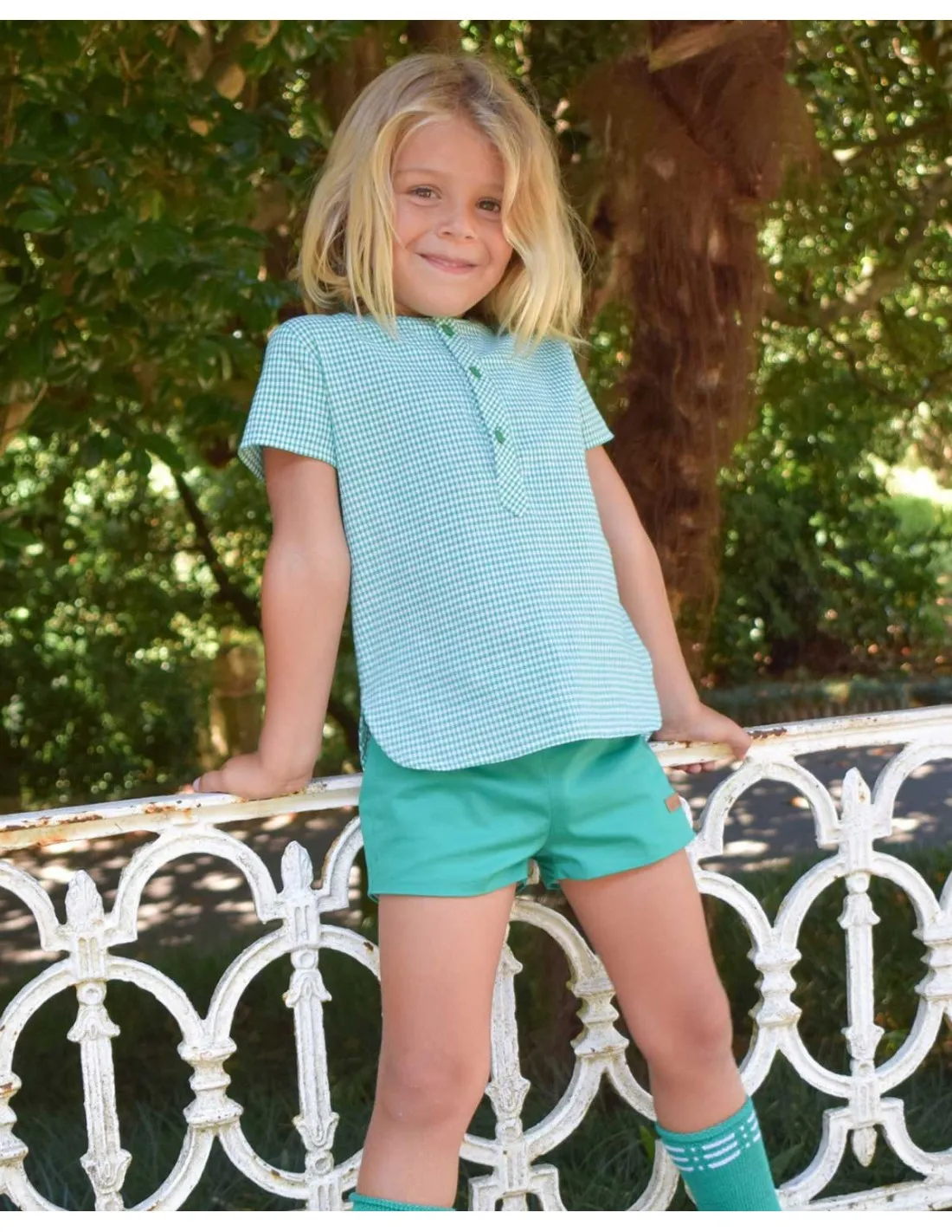 Conjunto Niño Camisa Vichy Verde y Pantalón Lolittos Colección Rubí