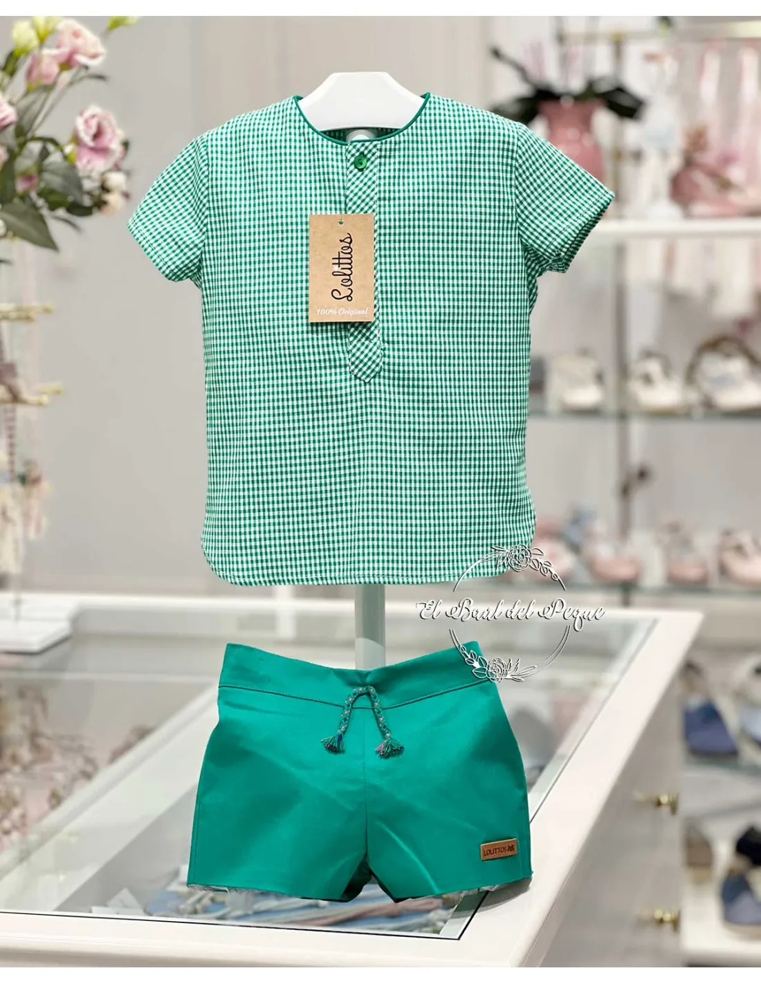 Conjunto Niño Camisa Vichy Verde y Pantalón Lolittos Colección Rubí