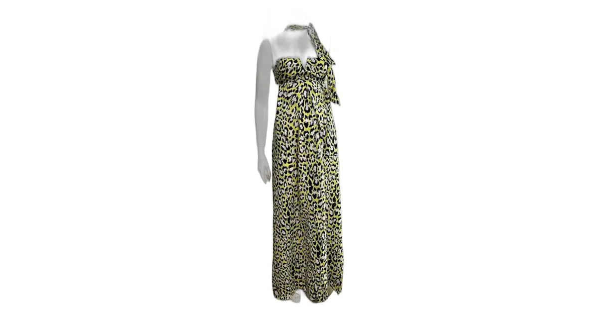 Diane Von Furstenberg Vestido maxi DvF New Krystal con recortes. Multicolor Estampado de leopardo 