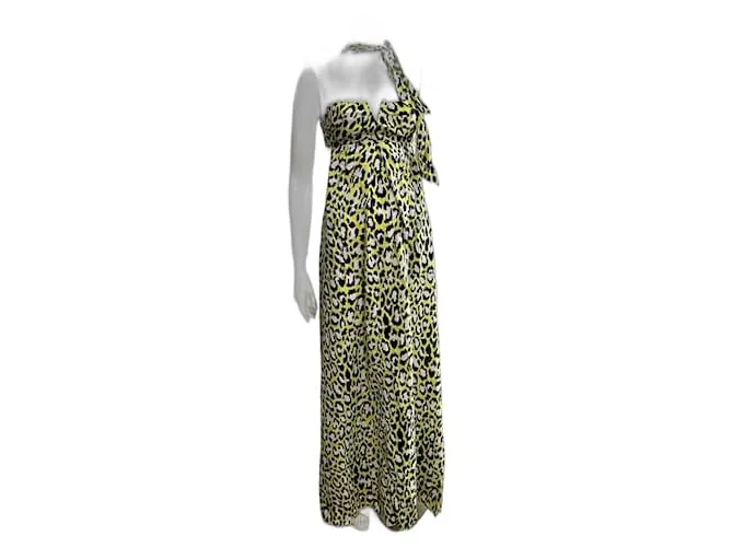 Diane Von Furstenberg Vestido maxi DvF New Krystal con recortes. Multicolor Estampado de leopardo 