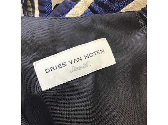 Dries Van Noten Seca van Noten Azul / Marfil / Top de jacquard de manga larga metalizado dorado Multicolor 