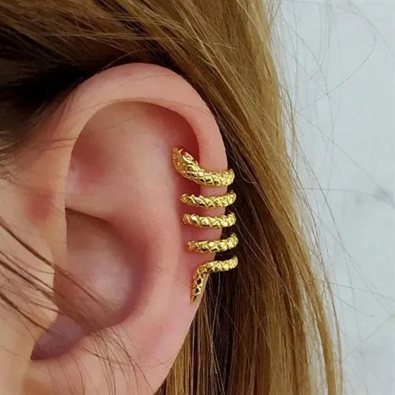 Earcuff plata serpiente bao oro
