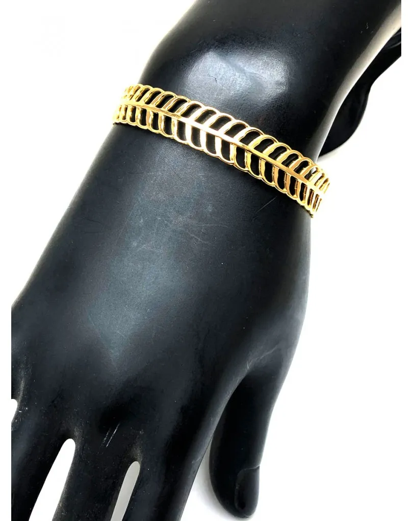 ELEGANTE PULSERA DORADA CON FINO DISEÑO DE ESPIGA