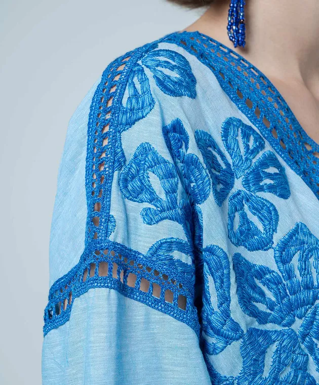 Ermanno Scervino Blue linen dress with lace