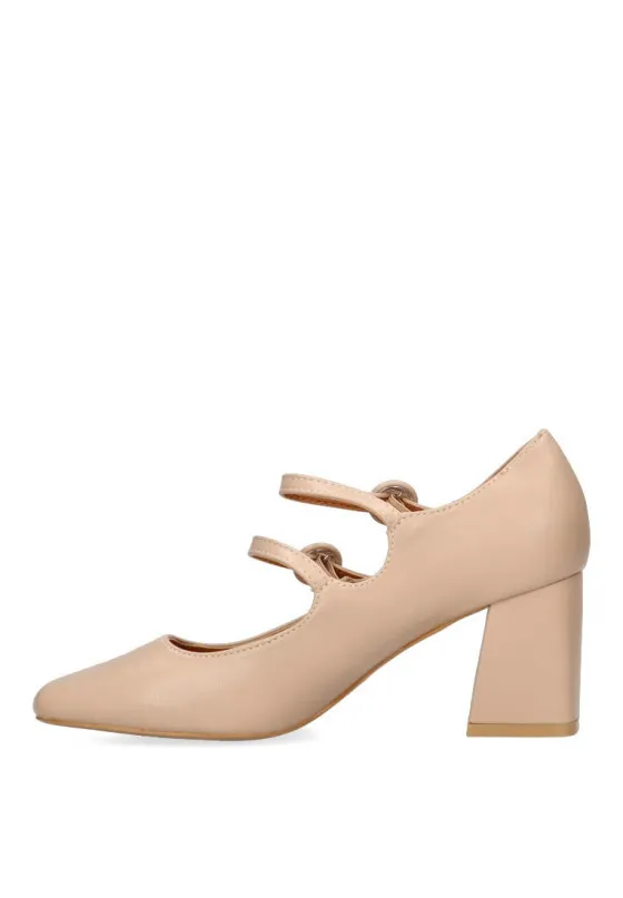 ERYN H8629 BEIGE SALON DE TACON DOBLE HEBILLA TACóN MEDIO