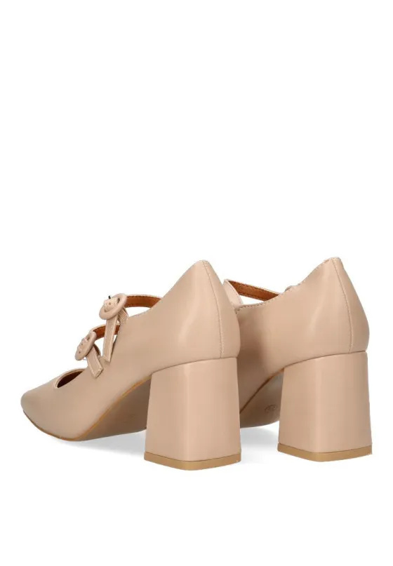 ERYN H8629 BEIGE SALON DE TACON DOBLE HEBILLA TACóN MEDIO