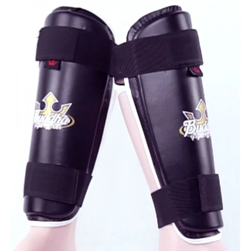 Espinilleras Tibia Negro Homologadas para competición Muay Thai Kick Boxing Full Contact Buddha