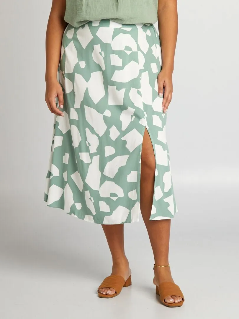 FALDA MIDI ESTAMPADA  VERDE