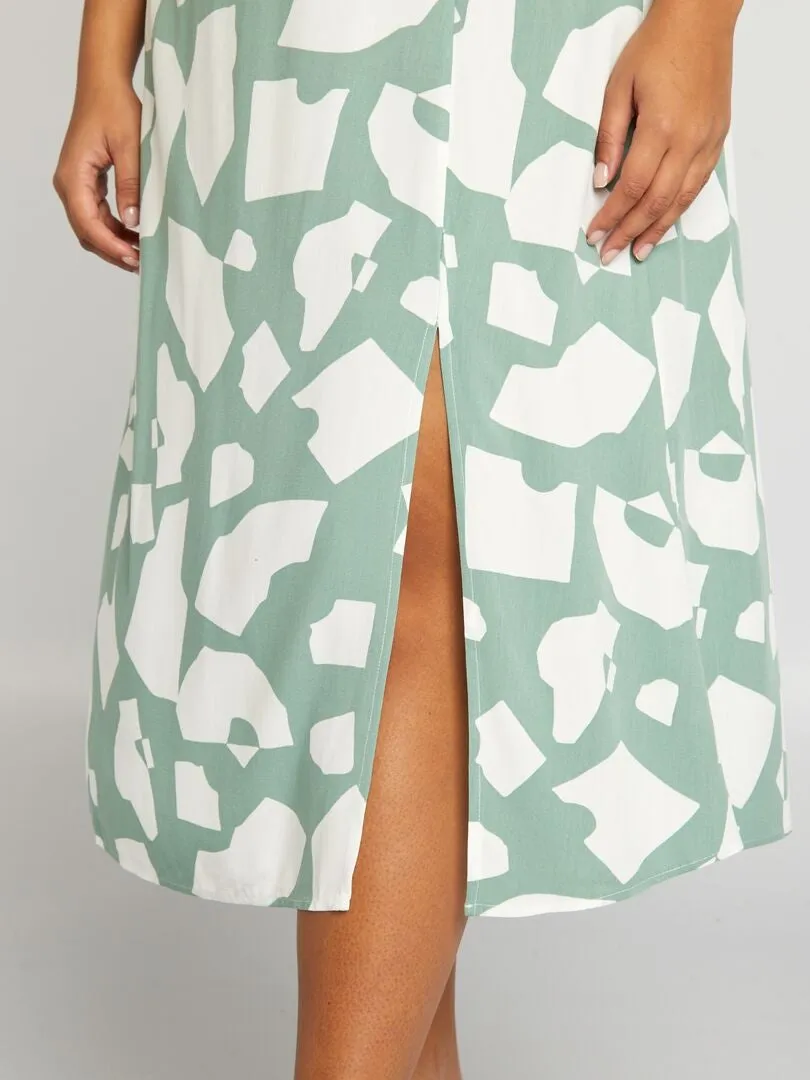 FALDA MIDI ESTAMPADA  VERDE