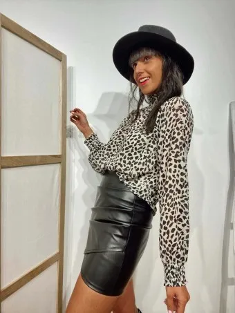 Falda Polipiel MALKA Negro