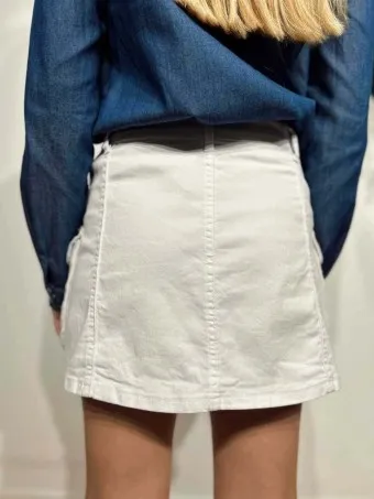 Falda Vaquera Cargo SYROS Blanco