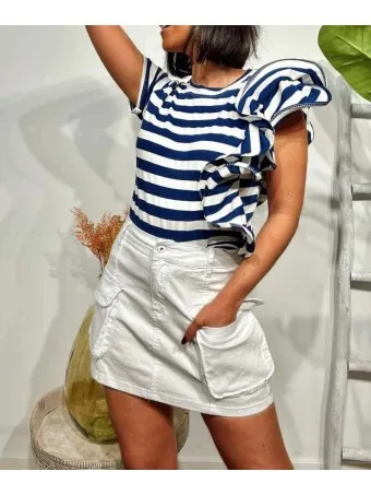Falda Vaquera Cargo SYROS Blanco