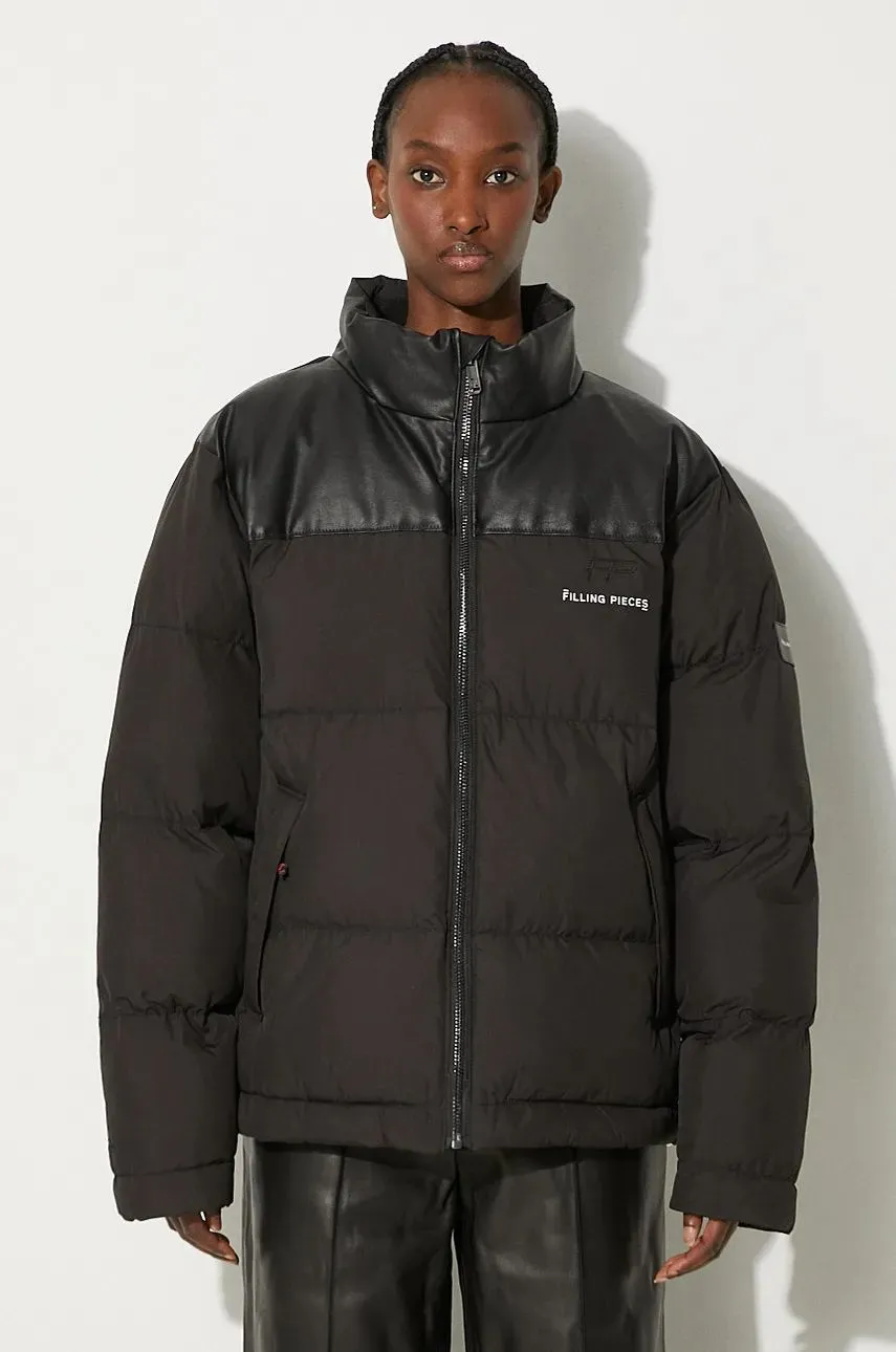 Filling Pieces Puffer Jacket With Leather Panels